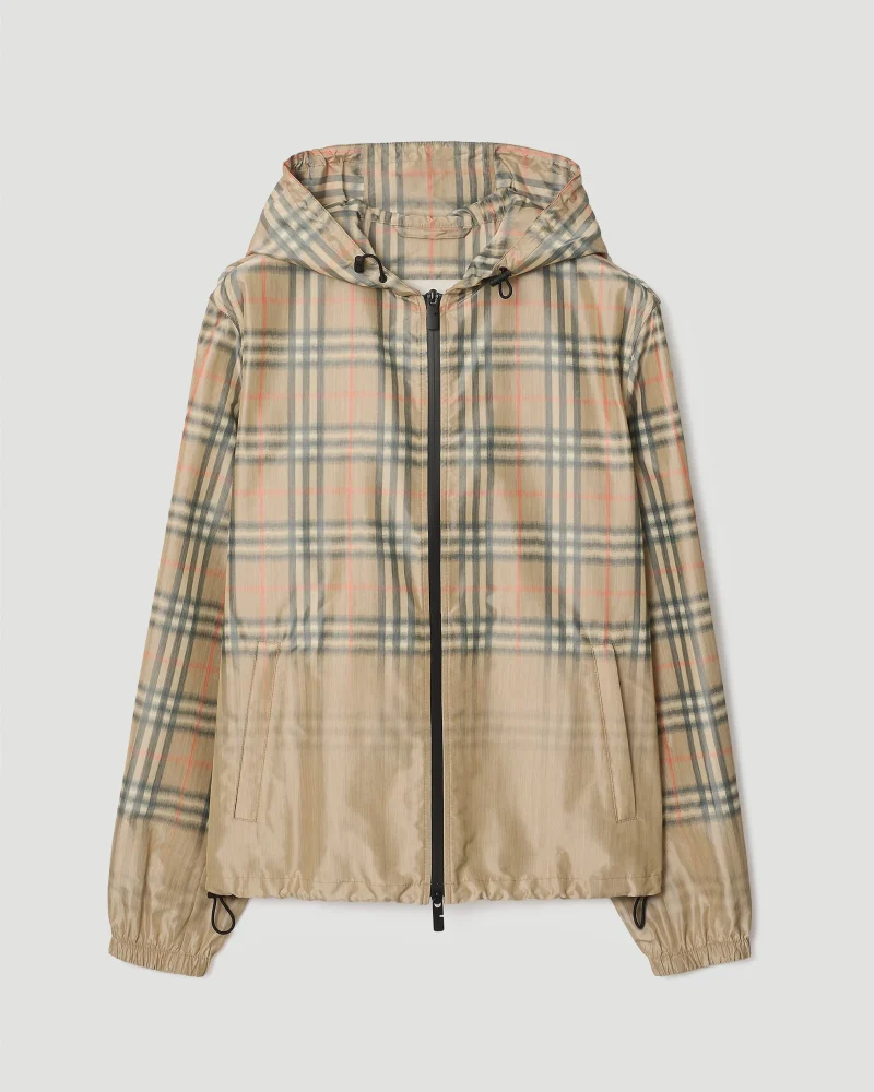 Gradient Check Hooded Jacket