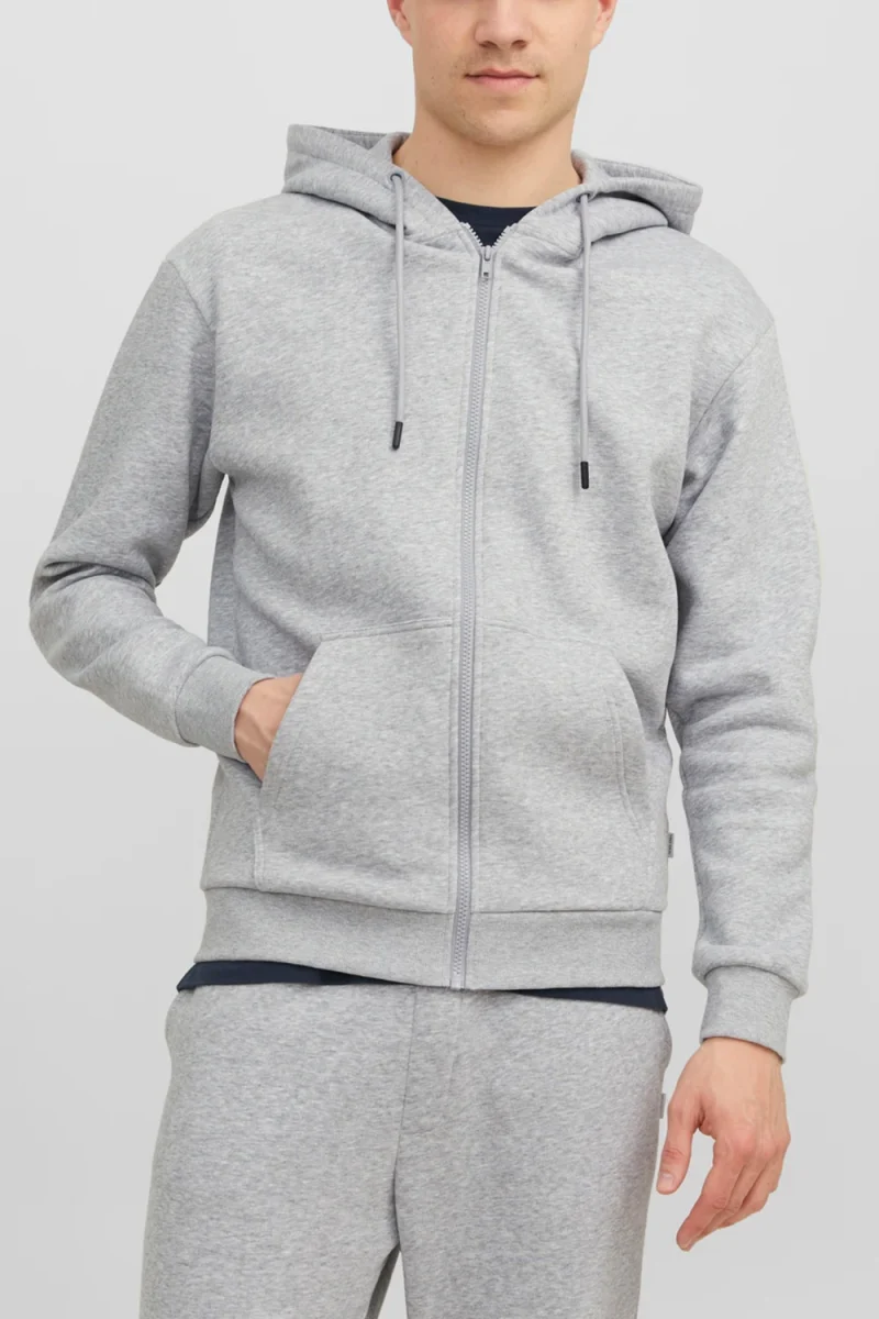Жилетка Jjebradley Sweat Zip Hood 12249342 BS000086 light grey melange — снимка 2