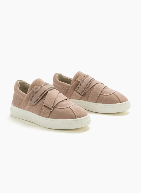 Велурени кецове с монили Brunello Cucinelli Kids — снимка 2