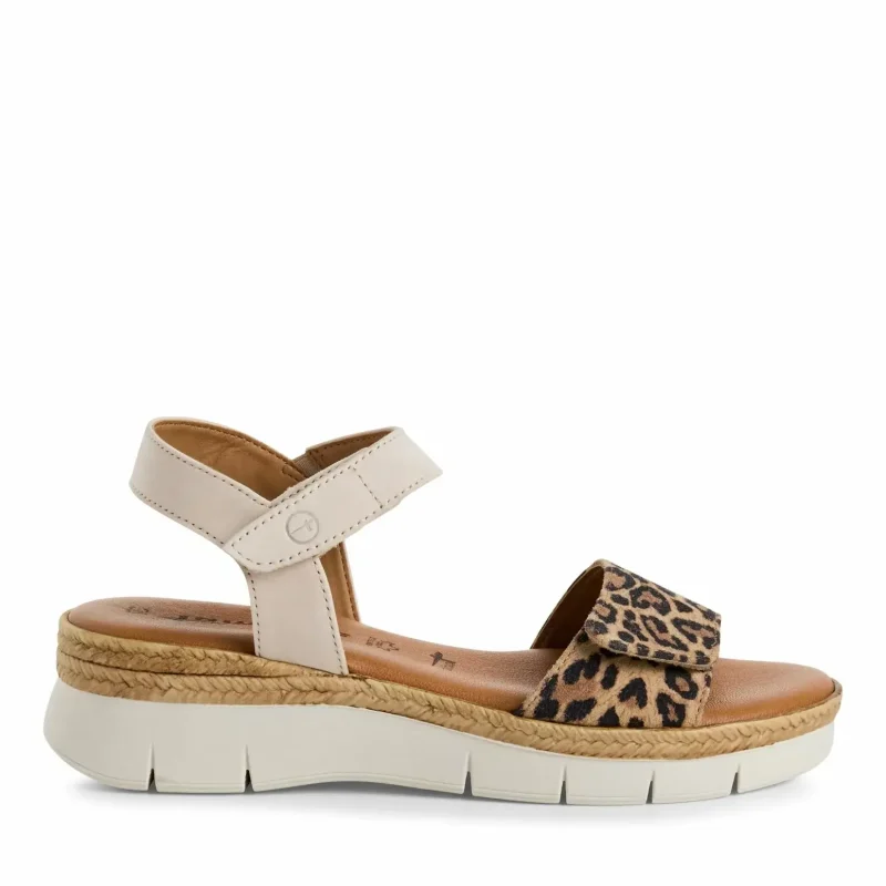 Дамски Сандали На Платформа TAMARIS – 1-28220-44-412 IVORY/LEOPARD