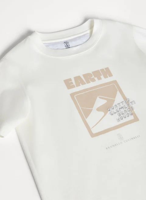 Тишърт с принт Brunello Cucinelli Kids 8-10 — снимка 3