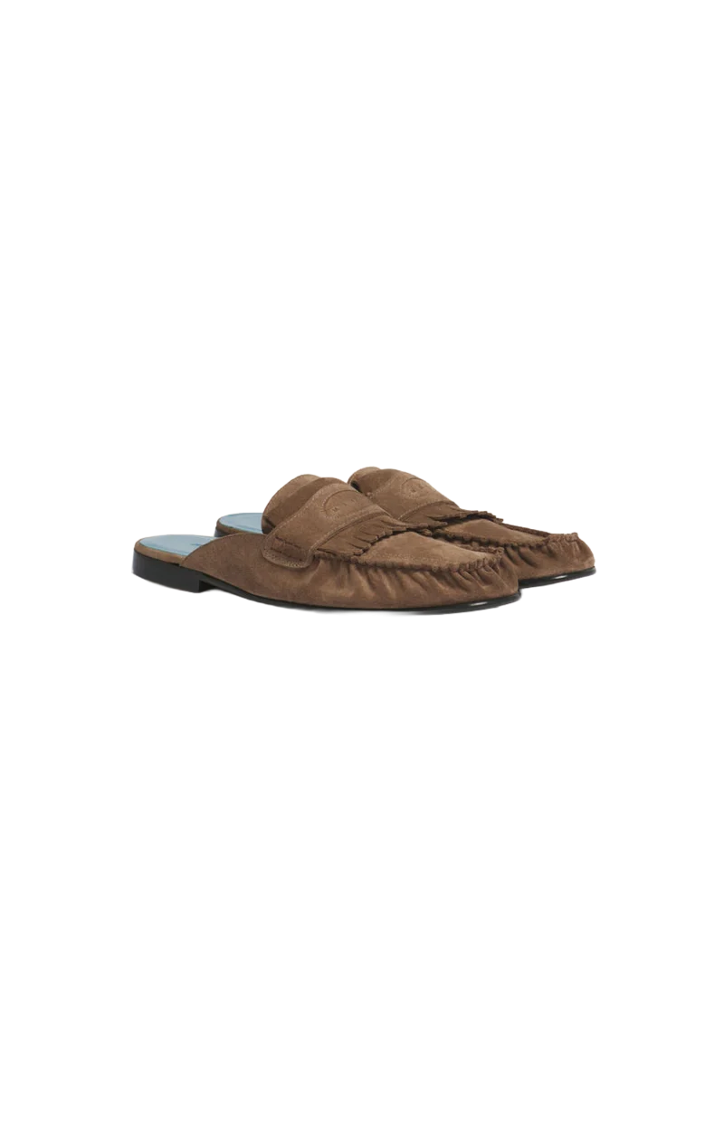 Suede Sabot with Fringe Trim — снимка 2