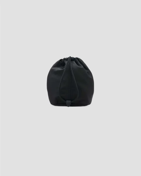 Reversible Horseshoe Drawstring Pouch in Black — снимка 3
