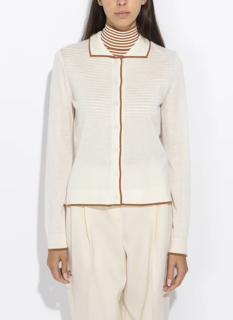 Жилетка с контрастни кантове 'Shirt-style' Max Mara Studio Msttarga — снимка 5