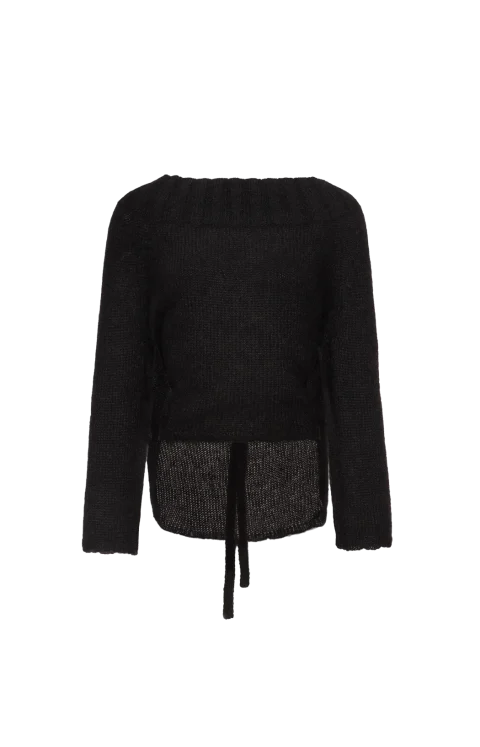 Open-Back Mohair Blend Sweater in Black