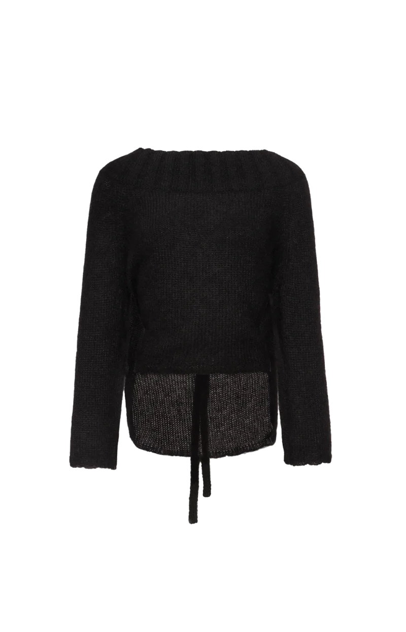 Open-Back Mohair Blend Sweater in Black