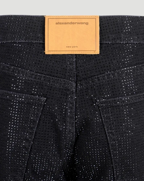 Crystal Rhinestone Hotfix Straight-Leg Jeans — снимка 3