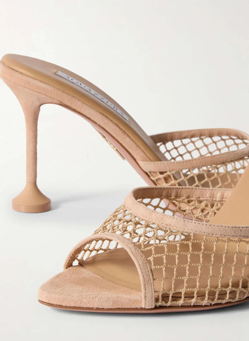 Сандали от велур 'Bisous' Aquazzura — снимка 3