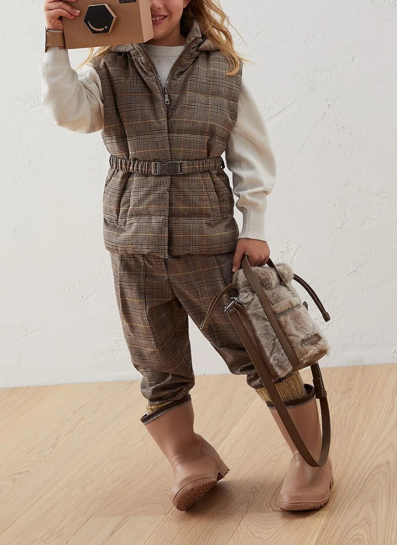 Кариран панталон Brunello Cucinelli Kids — снимка 3