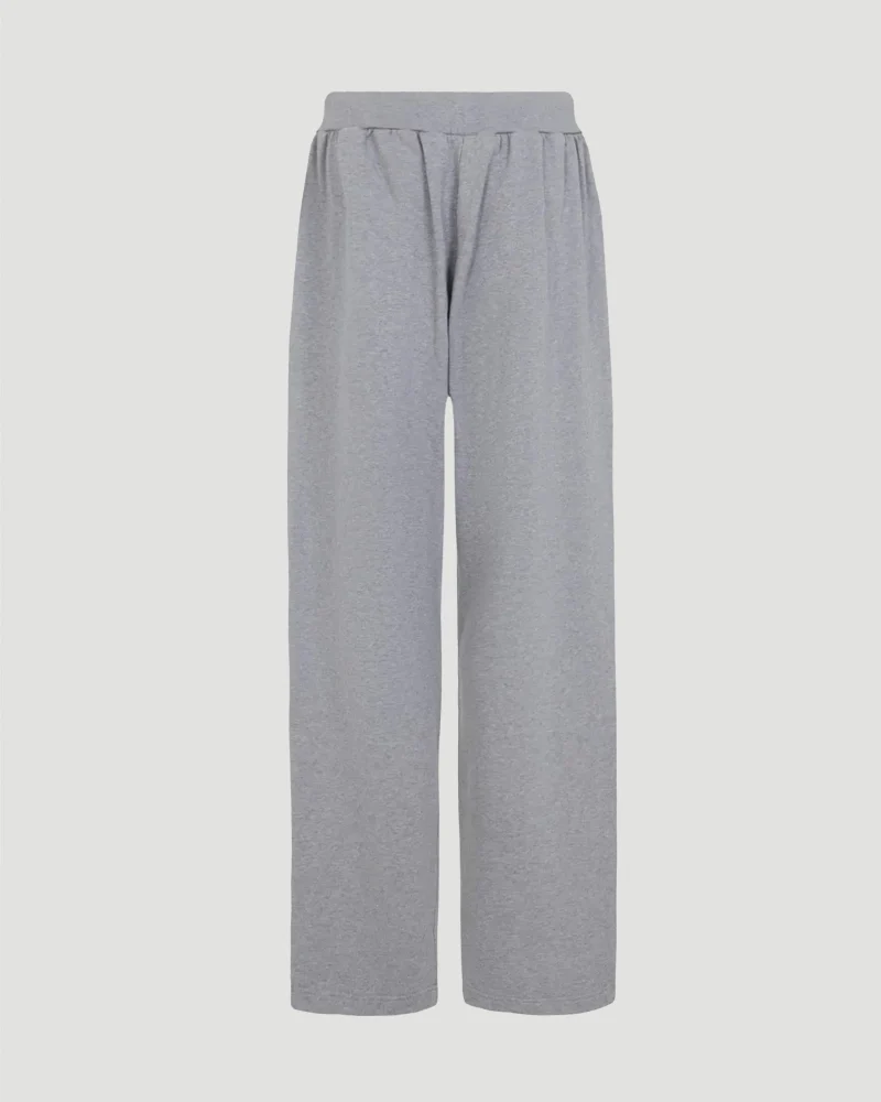 Wide-Leg Cotton Sweatpants in Grey — снимка 3