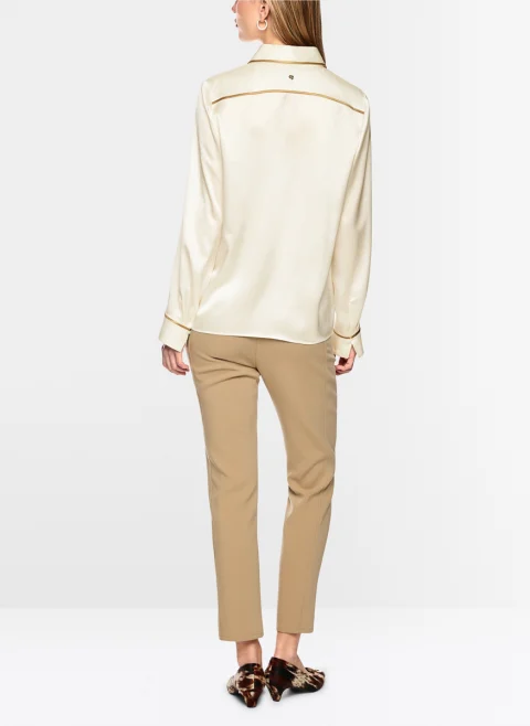 Копринена риза с контрастни кантове Marc Cain Collections — снимка 3