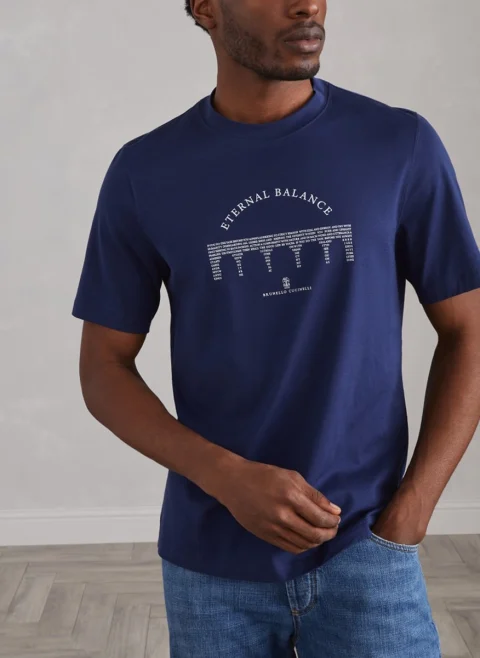 Тишърт с принт Brunello Cucinelli