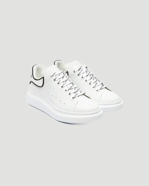 Men's Oversized Sneakers in White with Black Rubber Heel — снимка 2