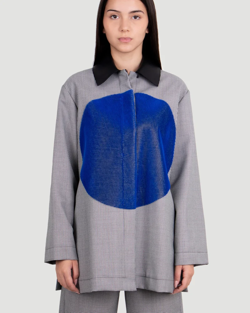 Circle Embroidered Overshirt in Wool