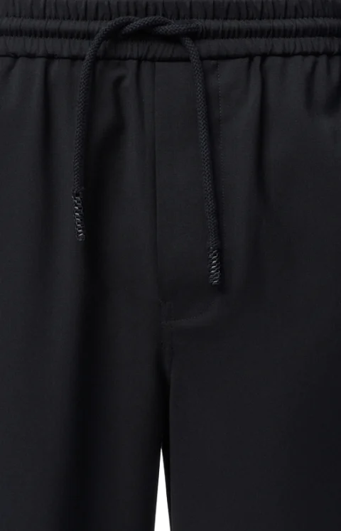 Black Drawstring Trousers in Wool — снимка 2