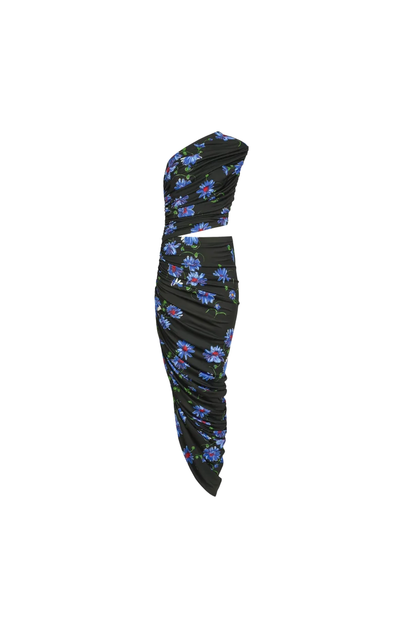 Printed Cutout Dress in Black