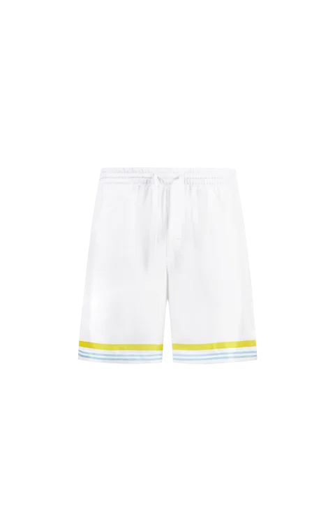 White Tennis Landscape Silk Shorts