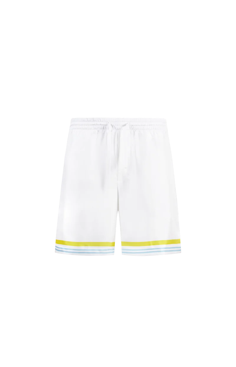 White Tennis Landscape Silk Shorts