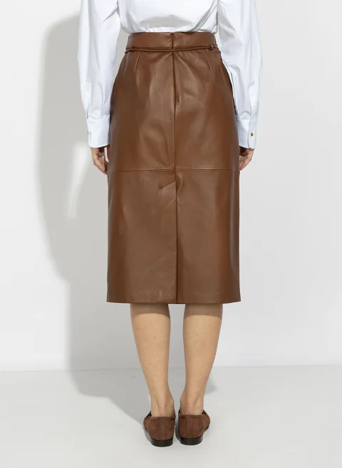 Пола от естествена кожа Max Mara Mxmfantino — снимка 4