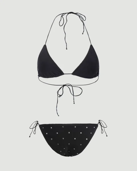 Stud-Embellished Bikini Set in Black — снимка 2