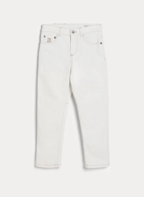 Деним с контрастни детайли Brunello Cucinelli Kids 6 — снимка 10