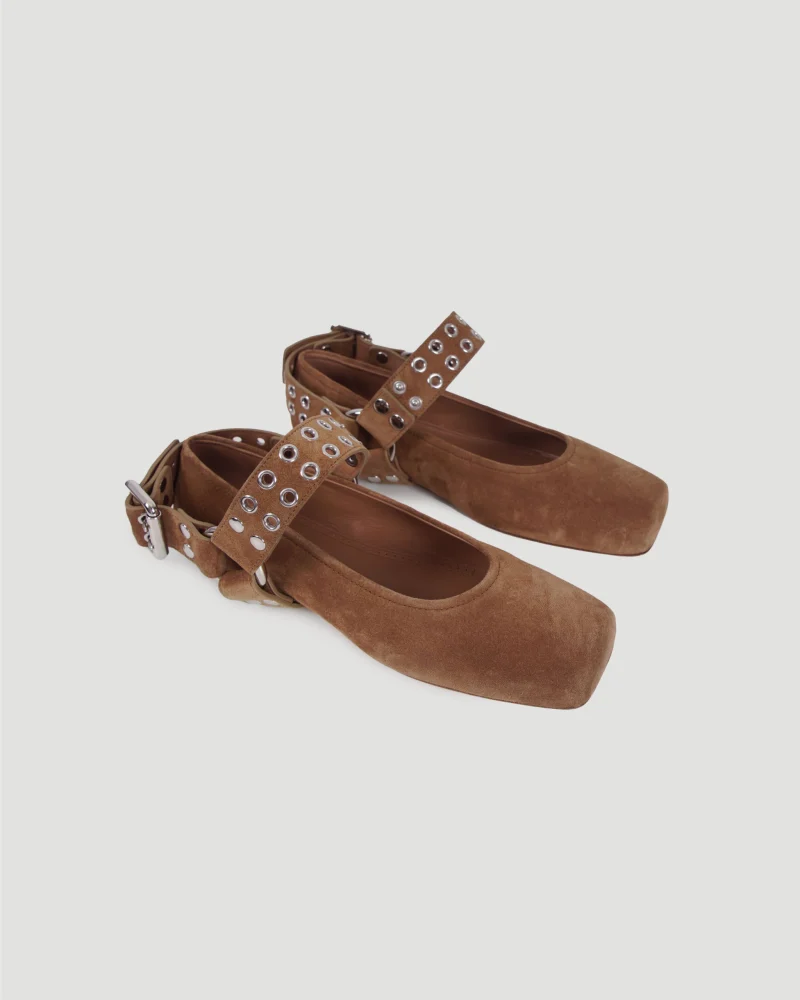 Biker Ballet Flats in Suede — снимка 2