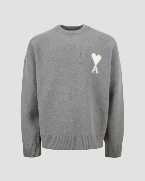 Alpaca Ami de Coeur Crewneck Sweater in Grey