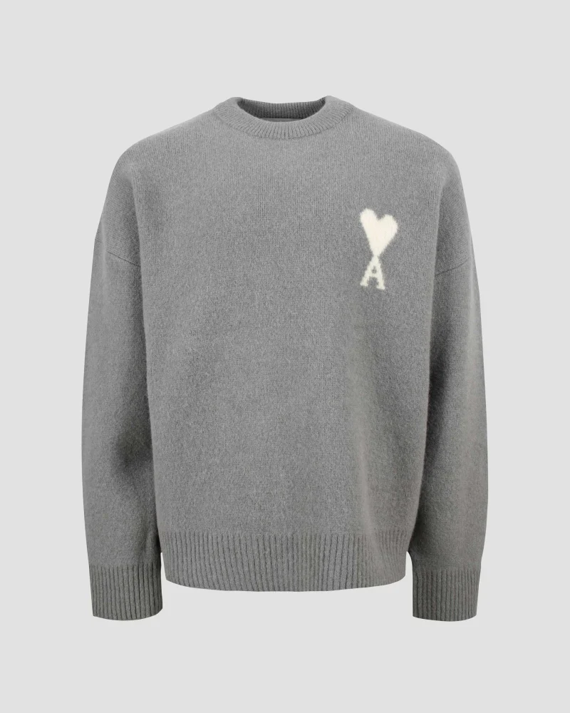 Alpaca Ami de Coeur Crewneck Sweater in Grey