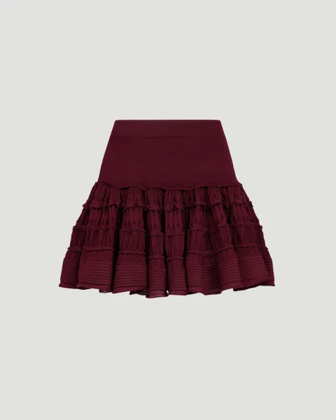 Wool Crinoline Skirt in Red — снимка 2