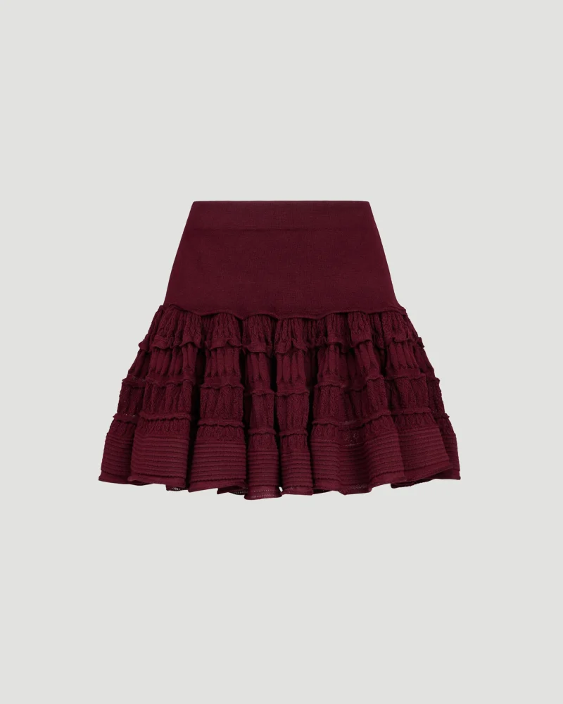 Wool Crinoline Skirt in Red — снимка 2
