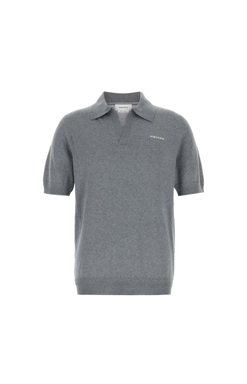 Wool Polo Shirt in Grey