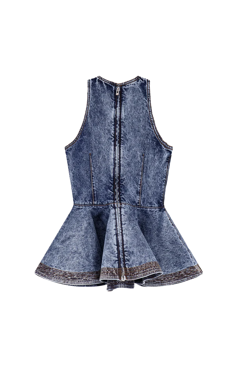 Peplum Denim Top — снимка 2