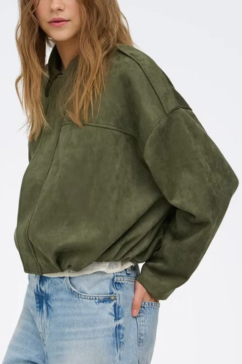 Яке Onlmoon-Stina Faux Suede Bomber 15381024 19-0511 TCX grape leaf — снимка 2