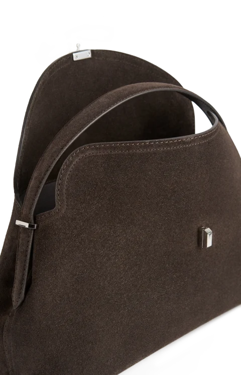 T-Lock Suede Top Handle Bag in Brown — снимка 3