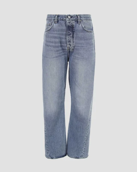 Twisted Seam Denim Full Length Worn Blue