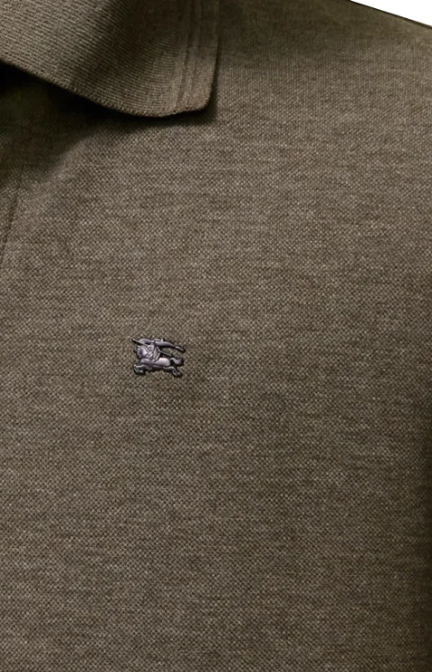 Long-Sleeve Wool Cotton Polo Shirt in Military Green — снимка 2