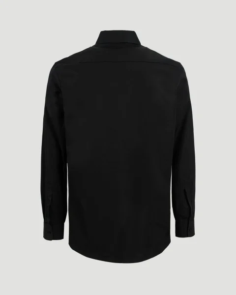 Black Poplin Shirt with Logo Embroidery — снимка 3