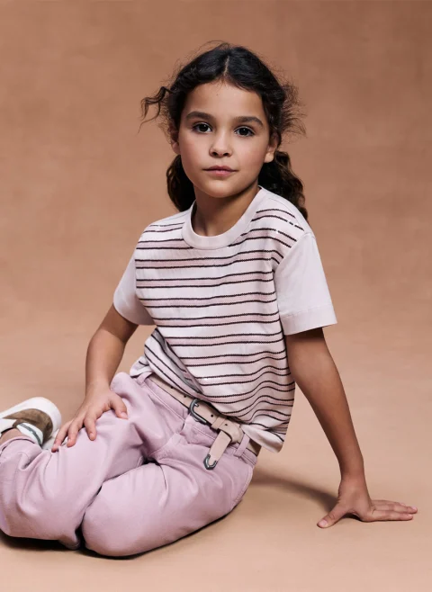 Тишърт с раиран мотив Brunello Cucinelli Kids 8-10 — снимка 4