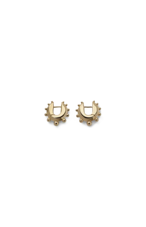 Beaded Hoop Earrings in Gold