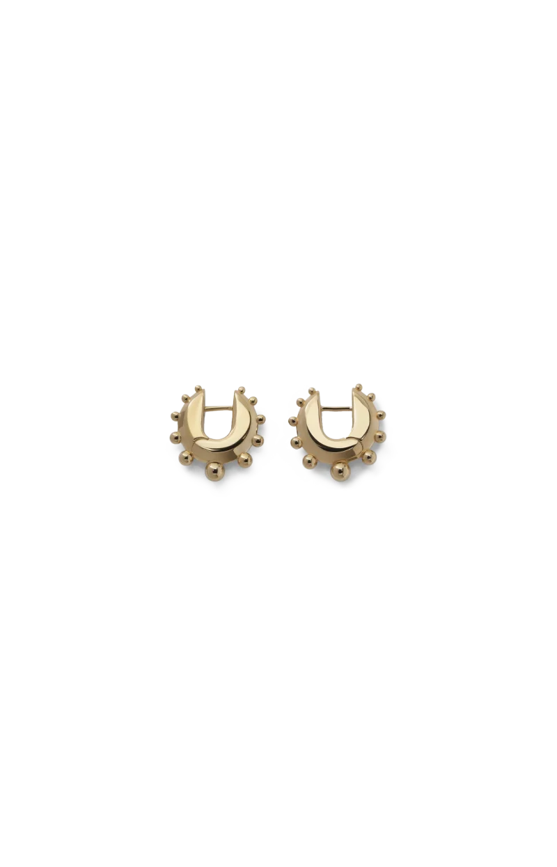 Beaded Hoop Earrings in Gold
