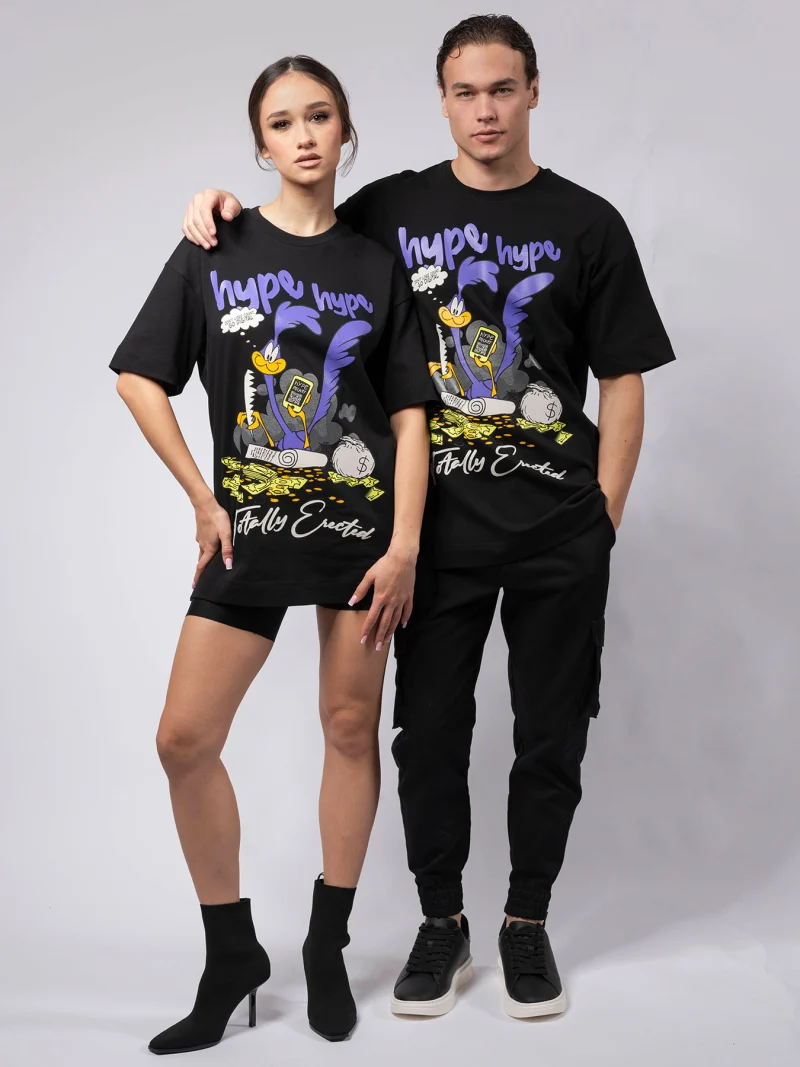 Черна овърсайз тениска TOTALLY x hype — снимка 6
