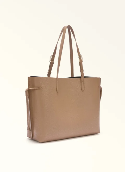 Кожена 'Tote' чанта Furla Ava Toffee Nero — снимка 3