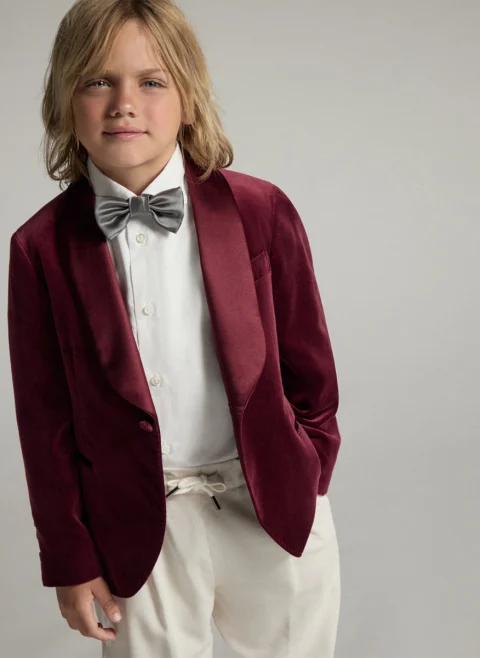Сако от кадифе със сатенени детайли Brunello Cucinelli Kids 12 — снимка 6