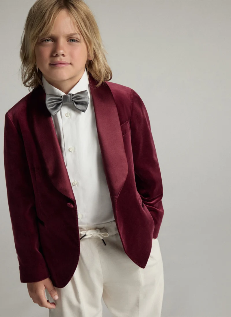 Сако от кадифе със сатенени детайли Brunello Cucinelli Kids 12 — снимка 6