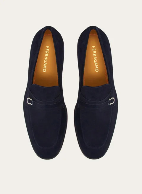 Велурени мокасини с орнамент 'Gancini' Ferragamo — снимка 3