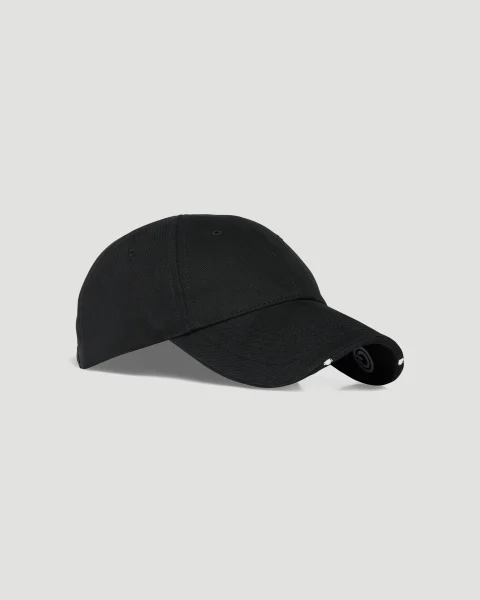 Led Light Cap in Black and White Cotton Drill — снимка 3