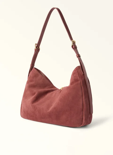 Велурена чанта Furla Sfera Toni Marsala L — снимка 2