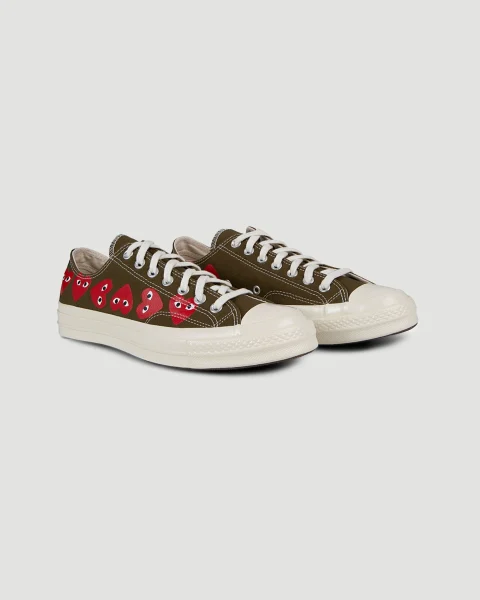 Converse x Comme des Garçons Play Low Top Sneakers in Khaki — снимка 3