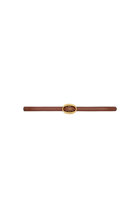 Oval Buckle Thin Reversible Belt in Smooth Leather in Black/Clay — снимка 3