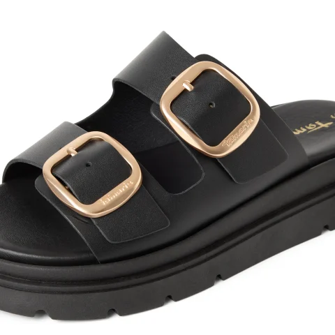 Дамски Равни Чехли TAMARIS – 1-27239-42-003 BLACK LEATHER — снимка 4